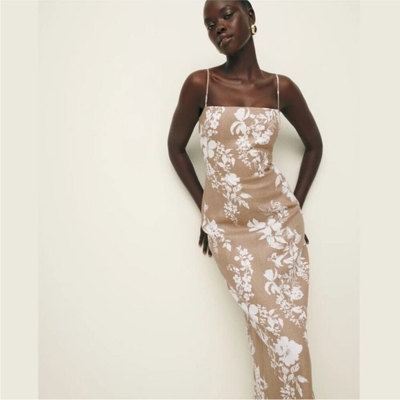 Reformation Frankie Linen Dress in Dune - Picture 3 of 6